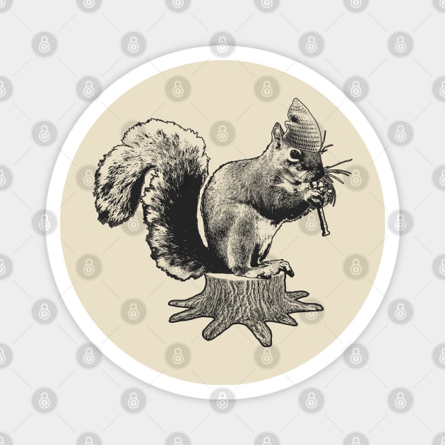 Squirrel playing the flute Magnet by dankdesigns